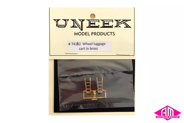 Uneek - UN-741B - 2 Wheel Luggage Cart Brass - 2pc (HO Scale)