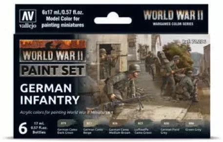 Vallejo 70206 17ml Bottle WWII Wargames German Infantry Model Color Paint Set (6 Colors)