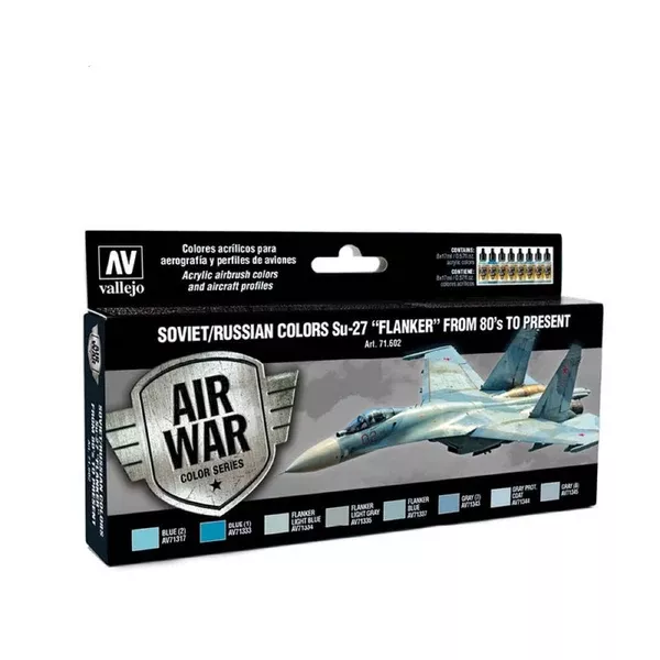 Vallejo 71602 Model Air Soviet/Russian Su-27 Flanker from 80s to Present 8pc Acrylic Paint Set
