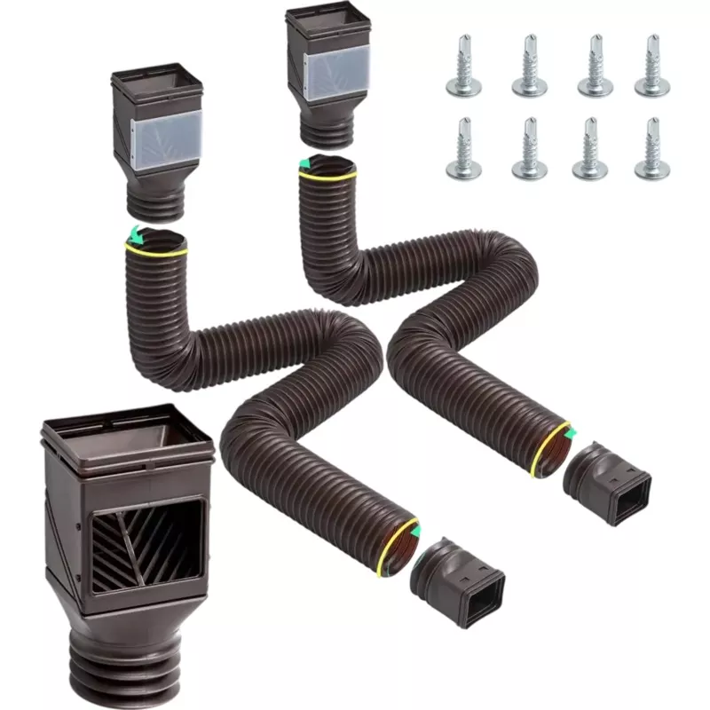 Vevor Downspout Extension Flexible Rain Gutter Extenders 2-Pack Brown New