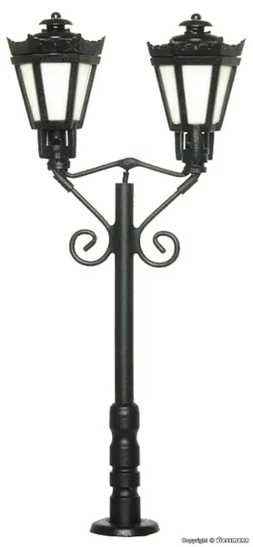 Viessmann - 6073 - Park Lamp - Double - Black - LED Warm White (HO Scale)